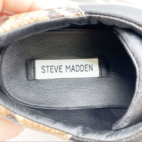 Steve Madden Sienna Black Lace Up Sneakers with Snakeskin and Stud Detailing - Picture 10 of 14
